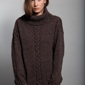 Tweed Cable Sweater Pattern | 389 Ursula Cable Sweater | Womens Sweater | Jo Sharp | Pullover | Woollen Jumper | Mauve | Cowl Neck
