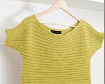Haut côtelé sur le côté | 063 Haut côtelé sur le côté | Haut court côtelé jaune | Pull en coton | Haut en coton côtelé | Motif Jo Sharp