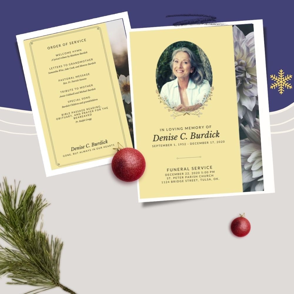 Obituay Programs FUNERAL STATIONERY, OBITUARY Program, Memorial Printable Order of ...