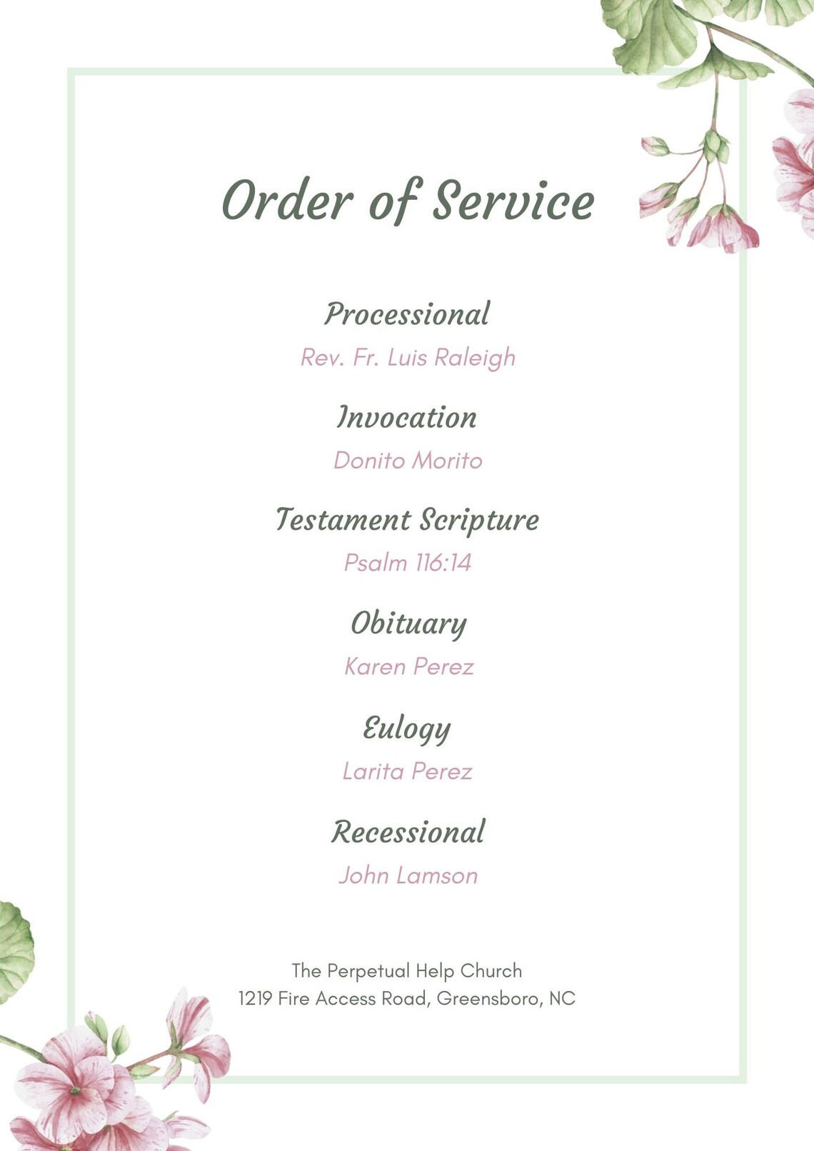 FUNERAL TEMPLATE Funeral ANNOUNCEMENT Digital Downloadable - Etsy