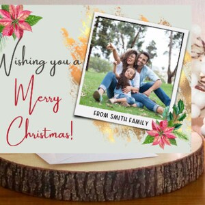Canva クリスマス カード テンプレート、カスタム ファミリー フォト カード、メリー クリスマス 招待状、デジタル招待状、お祝いのグリーティング カード