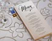 Modern Wedding Menu Card, Wedding Dinner Menu, Customized Canva Editable Template, Reception Menu Card