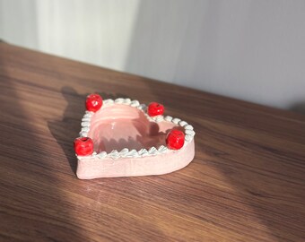 Vintage Heart Cake Ceramic Dish/ Heart Cake Plate