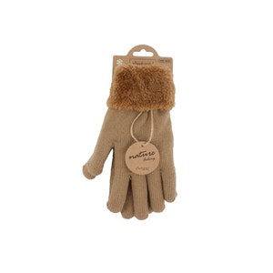 Kuschelig, warm gefütterte Teddy Winterhandschuhe I Winter Damen Fingerhandschuhe mit Teddy Füllung, flauschig weiche Handschuhe Taupe