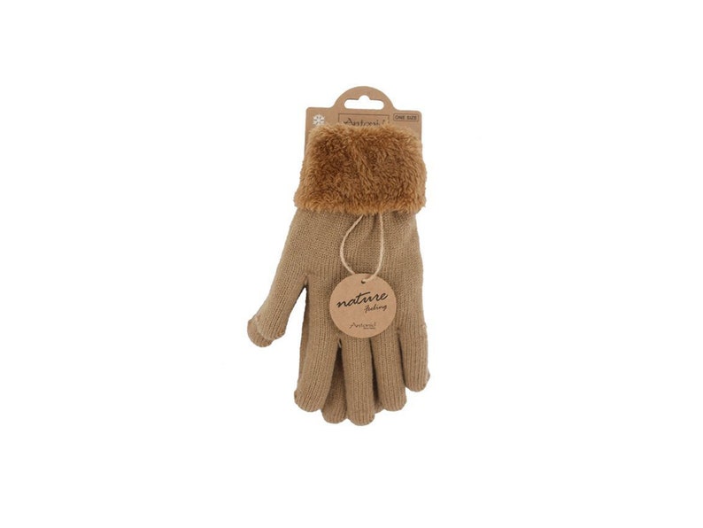 Kuschelig, warm gefütterte Teddy Winterhandschuhe I Winter Damen Fingerhandschuhe mit Teddy Füllung, flauschig weiche Handschuhe Taupe