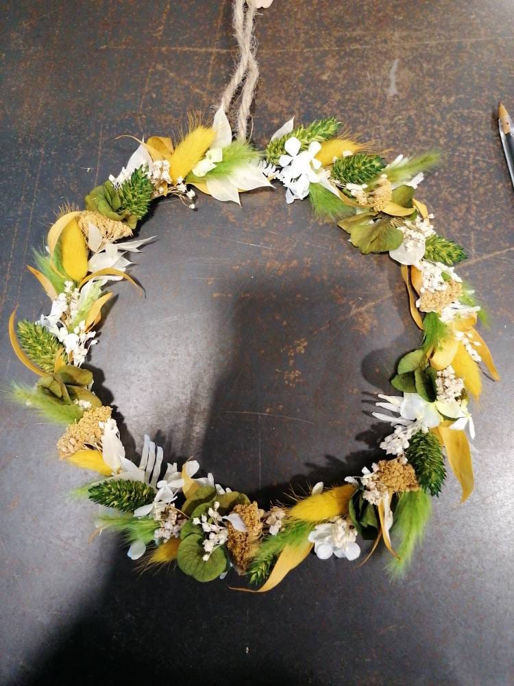 Couronne de Fleurs Séchées et Stabilisées