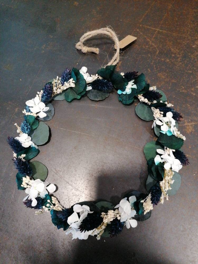 Couronne de Fleurs Séchées et Stabilisées