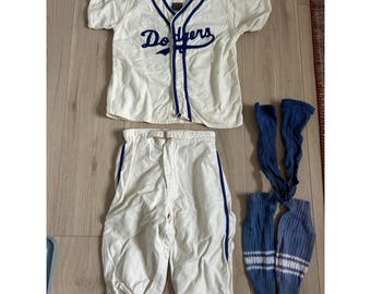 Vintage 1960s L.A.Dodgers Youth Baseball Uniform Shirt Pants & Socks DAVEGA