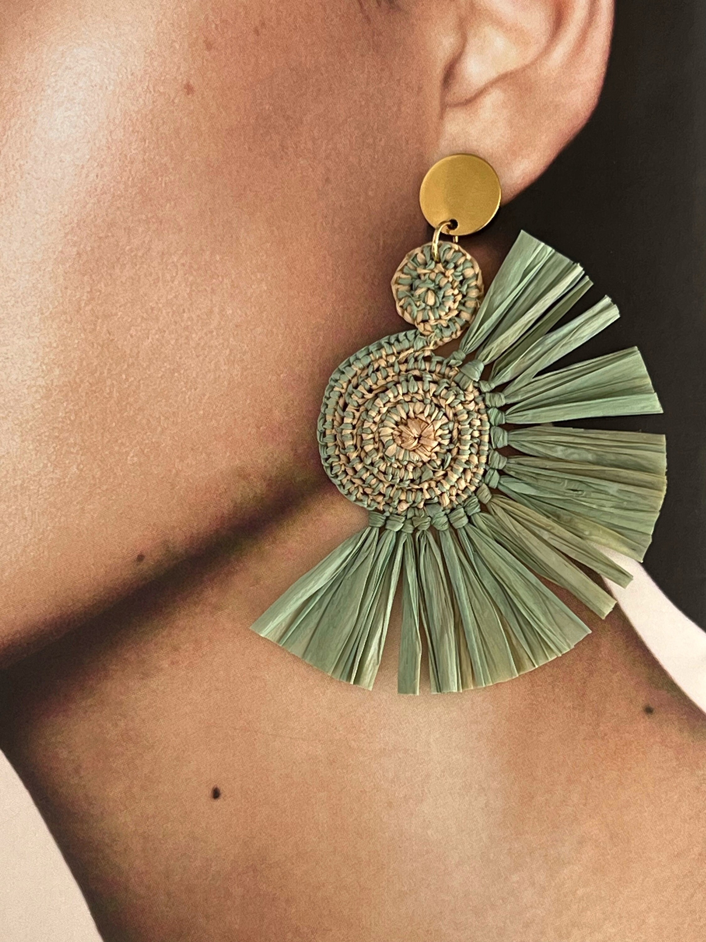 Raffia statement earrings deals