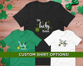 Una camiseta personalizada de Lucky Saint Patricks, una camisa personalizada de St Pattys, una camisa personalizada del día de San Patricio, una camisa de mamá afortunada, una camisa de la suerte