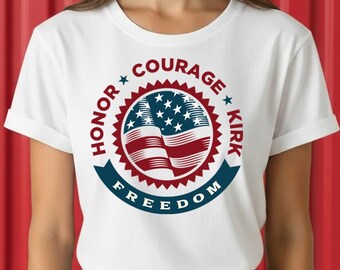 Camiseta homenaje a Charlie Kirk, camiseta Honor, Coraje, Libertad, ropa patriótica conservadora de EE. UU., camiseta Charlie Kirk, camiseta Freedom, unisex