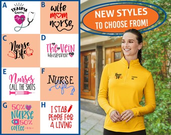 Custom Nurse Medical Quarter Zip Pullover / Athletic Performance Quarter Zip, regalo personalizado perfecto para enfermeras, estudiantes