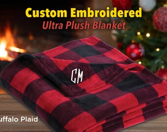 Regalo de Navidad personalizado manta de lana cálida, regalo de manta de tiro Sherpa con monograma, linda idea de regalo navideño, regalo corporativo personalizado