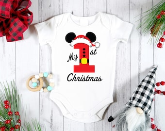 Disney Baby Onesie, First Baby Christmas, Disney Romper First Christmas, Baby First Christmas