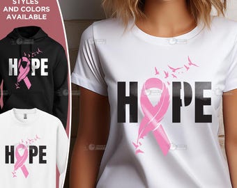 Camiseta de sobreviviente de cáncer de esperanza, camiseta de cáncer de mama, camiseta de concientización sobre el cáncer de mama, camiseta de lazo rosa, camiseta de concientización sobre el cáncer, camiseta de lazo contra el cáncer