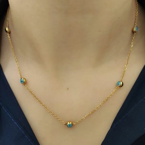 Collar Ojo Turco dorado con mensaje Plata de Ley Collares dorados Plata de Ley