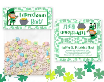 Leprechaun Bait Printable Tag | St Patricks Day Tag | Shamrock Tag | Lucky Charms Gift | Treat Bag Tag | St Patricks Day Gift |