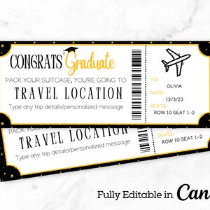 Graduation Boarding Pass Template | Graduation Flight Ticket | Surprise Vacation | Surprise Trip | Surprise Flight Ticket | Ticket Template