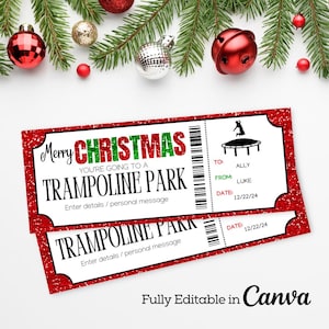 Trampoline Park Ticket | Christmas Trampoline Park Invitation | Printable Trampoline Park Invite | Trampoline Park Gift Certificate |