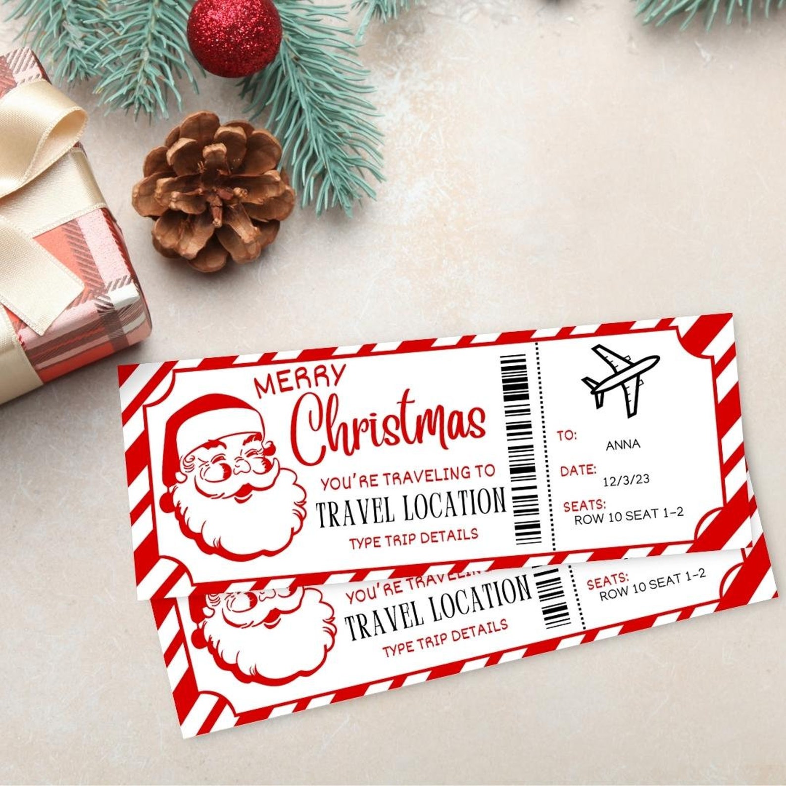 Editable Christmas Boarding Pass Template | Santa Canva Boarding Pass ...