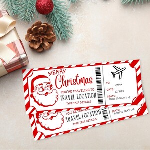 Modèle de carte d'embarquement de Noël modifiable | Carte d'embarquement Santa Canva | Billets d'avion personnalisables | Billet d'avion à téléchargement immédiat |