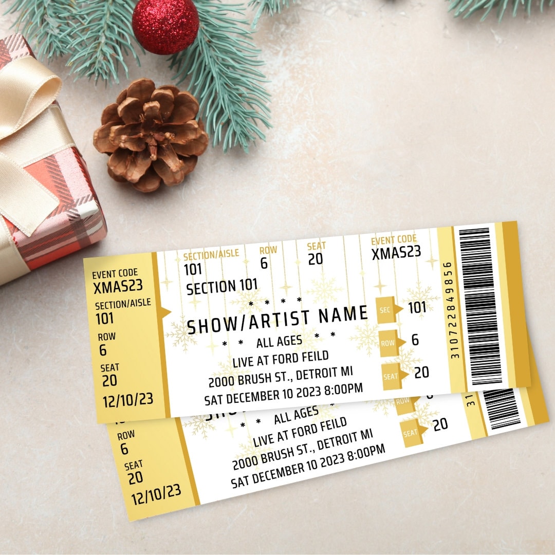 Christmas Gold Event Ticket Template EDITABLE DIY Event Printable