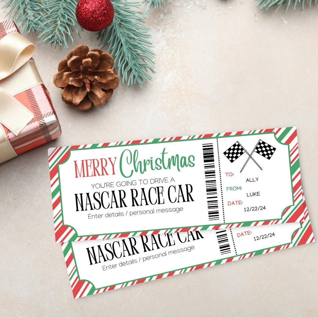 Car Race Christmas Ticket | Drive A Race Car Ticket Gift | Christmas Fake Nascar Ticket | Surprise Racing Ticket | Drive A Nascar Car Ticket