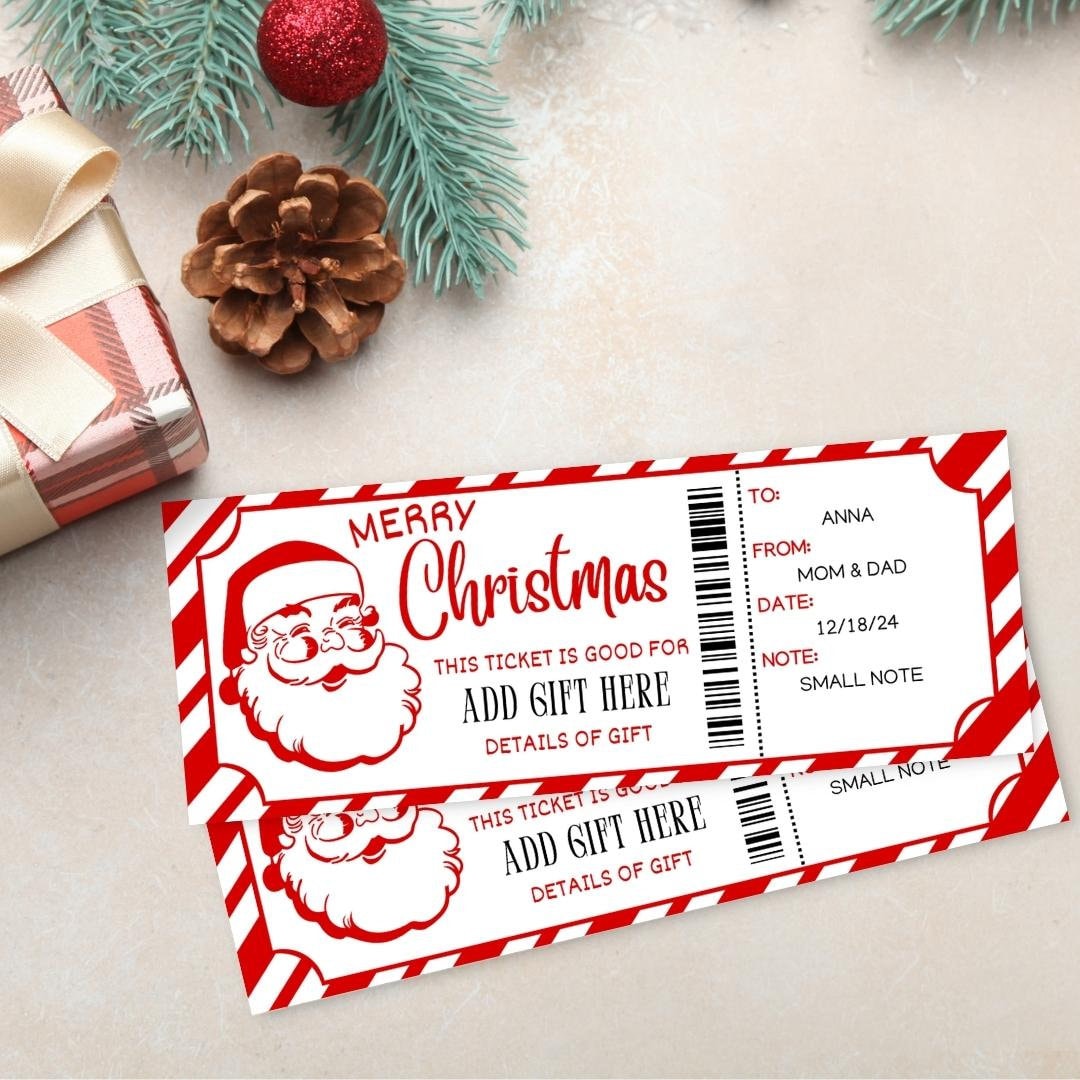 Christmas Santa Gift Voucher Xmas Ticket Template Etsy UK
