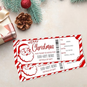 Weihnachtsmann Geschenk Gutschein | Xmas Ticket Template | Druckbarer individueller Weihnachtsgeschenkgutschein | Santa IOU Geschenk | Weihnachtsgeschenk Gutschein