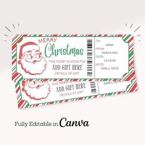Billet avec coupon-cadeau de Noël | Chèque-cadeau de Noël | Modèle de chèque-cadeau | de Bon cadeau | Bon cadeau imprimable | Bon personnalisé