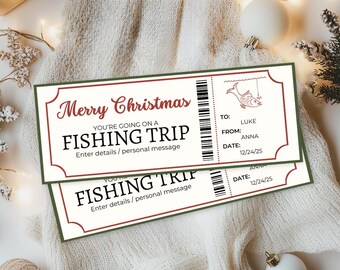 Fishing Trip Ticket | Christmas Experience Gift | Printable Coupon | Gift for Him | DIY Christmas Present | Experience Gift Certificate