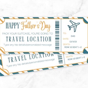 Father&#39;s Day Editable Boarding Pass Template | Airline Ticket Canva | Printable Airplane Tickets | Custom Boarding Pass Canva Template |