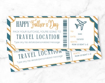 Father's Day Editable Boarding Pass Template | Airline Ticket Canva | Printable Airplane Tickets | Custom Boarding Pass Canva Template |