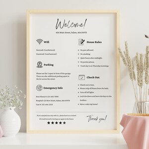 1 Page 16X20 Welcome Airbnb Sign Template | VRBO Welcome Sign | Vacation House Rules Sign | Welcome Guide Airbnb | Airbnb Wifi Sign |