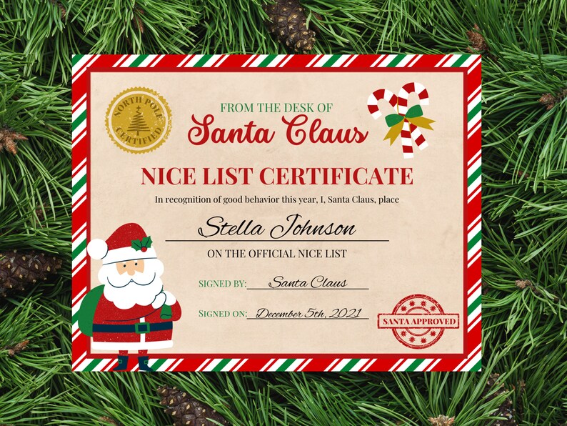 Editable Santa Claus Official Nice List Certificate | North Pole Mail ...