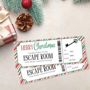 Weihnachts Escape Room Ticket Vorlage |  Weihnachten Geschenkidee Überraschung Escape Room Geschenkgutschein | Erlebnis Geschenkgutschein | Teenager Geschenkidee