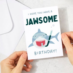 Shark Printable Birthday Card Shark Birthday Card Instant Download ...
