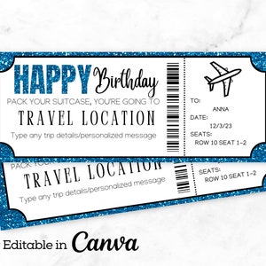 Tarjeta de embarque de cumpleaños / Plantilla de tarjeta de embarque / Viaje sorpresa de revelación de vuelo / Viaje sorpresa con tarjeta de embarque / Tarjeta de embarque de regalo de cumpleaños /