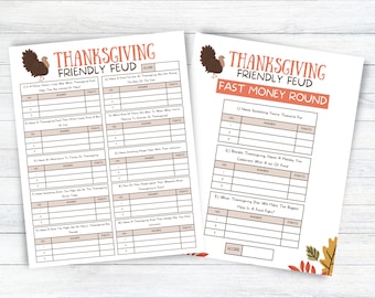 Thanksgiving Family Feud Game | Thanksgiving Games | Thanksgiving Printable | Friendsgiving Game | Family Game Night | Thanksgiving Trivia |