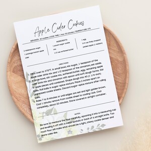 Floral Recipe Page Template | Editable Cookie Recipe Card | 8.5 x 11 Recipe | Printable Recipe Card | Cooking Recipe Page | Recipe Cards