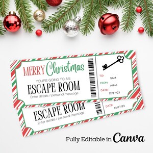 Christmas Escape Room Ticket Template | Christmas Gift Idea Surprise ...