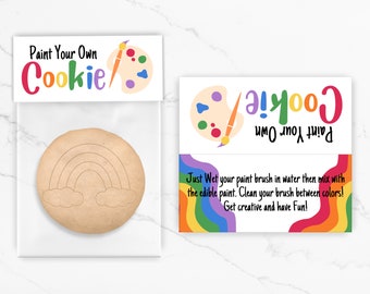 Rainbow Printable Paint Your Own Cookie Bag Topper | PYO Colorful Cookie Bag Topper | Simple Favor Bag Topper | Kids Cookie Craft | PYO Kit