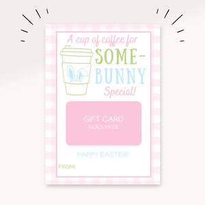 Porte-cartes-cadeaux de café de Pâques | Carte-cadeau enseignant | Porte-cartes-cadeaux de café de Pâques de couleur pastel | Cadeau de Pâques imprimable | Remplisseur de panier |