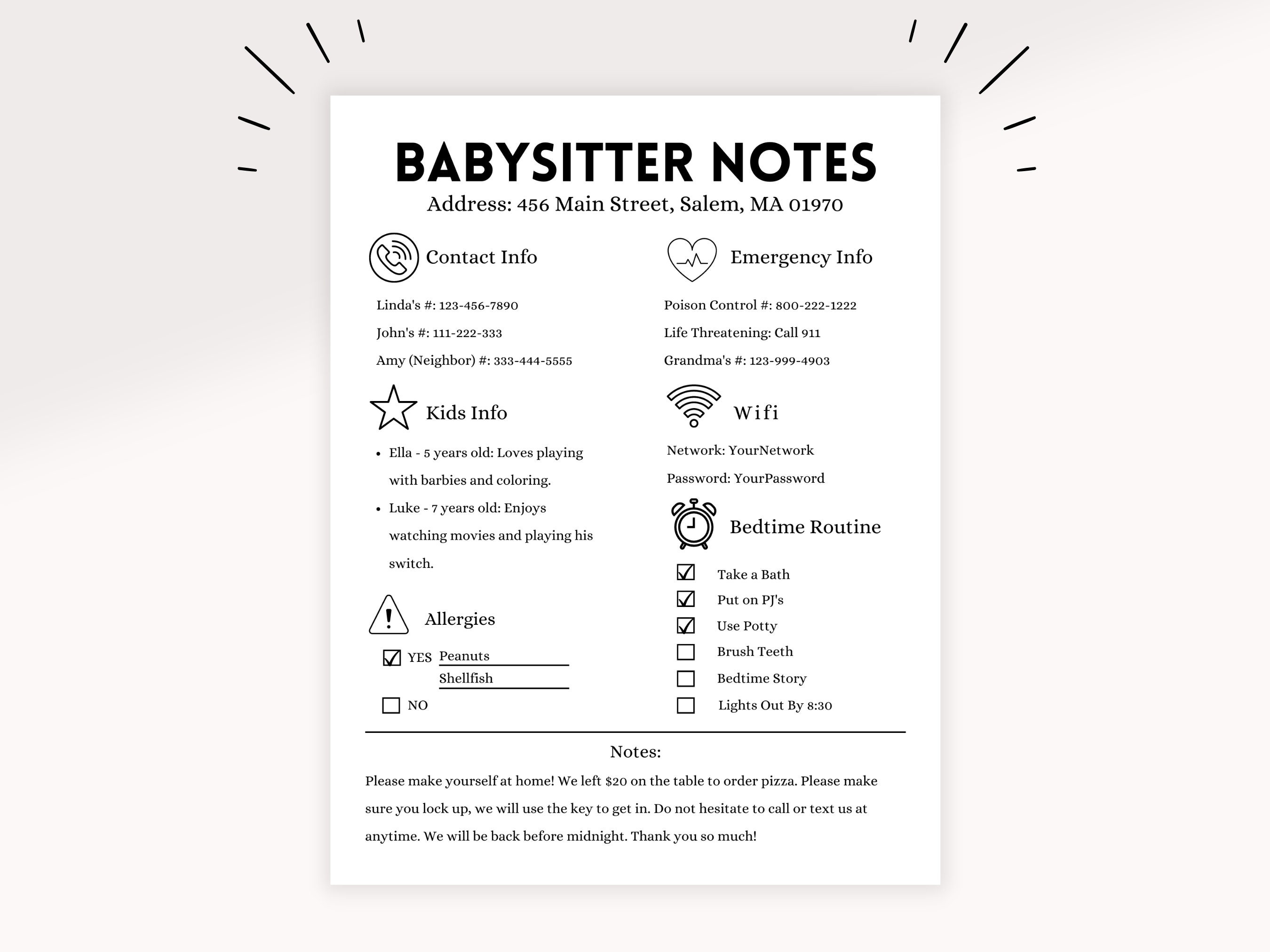 Babysitter Form - Etsy