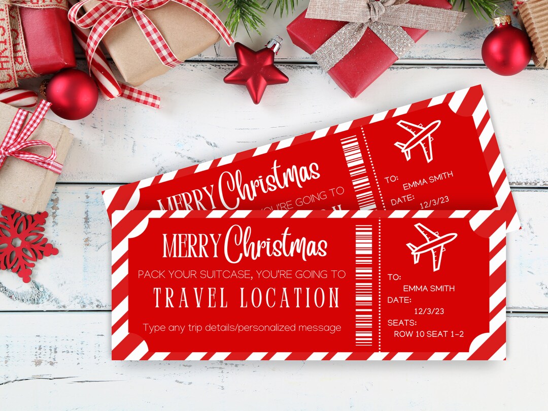 Surprise Trip Ticket | Airplane Ticket | Boarding Pass Printable | Christmas Gift | Surprise ...