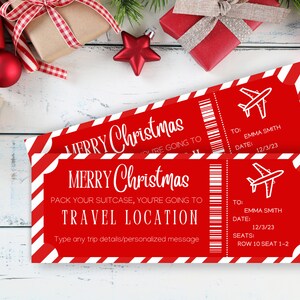 Bilhete Viagem Surpresa | Bilhete de avião | Cartão de embarque para impressão | Presente de Natal | Férias surpresa | Bilhete Editável | DOWNLOAD INSTANTÂNEO |