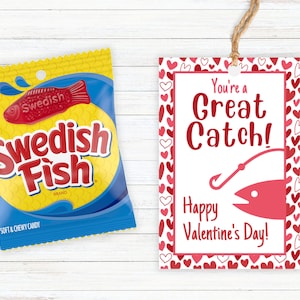 Fish Valentine&#39;s Day Printable Tag | Party Tag | Swedish Valentine | Fish Valentine Tag | Class Valentine | Printable School Valentine |