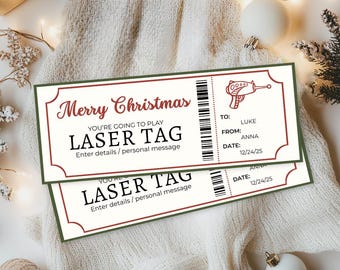 Christmas Laser Tag Ticket | Printable Experience Gift | Fun Activity Coupon for Kids & Teens | Experience Certificate | Instant Download