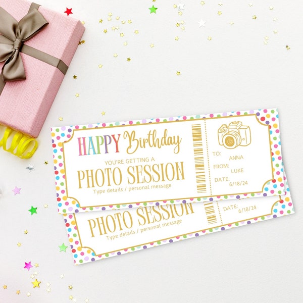 Surprise Photo Session Gift Template | Birthday Photo Shoot Gift Ticket | Photography Session Certificate | Photo Shoot Certificate |