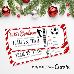 Weihnachten Fußball Spiel Ticket Vorlage | Fußball Ticket Geschenk | Bearbeitbares Fußball Ticket | Überraschungs Fussball Gutschein | Sportkarte |